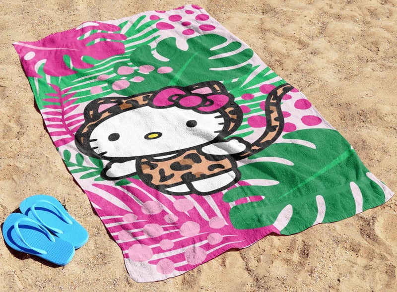 Jay Franco Hello Kitty Bath Pool Beach Towel - Tropical Super Soft & Absorbent 100% Cotton Towel, Measures 28 x 58 - Image 3