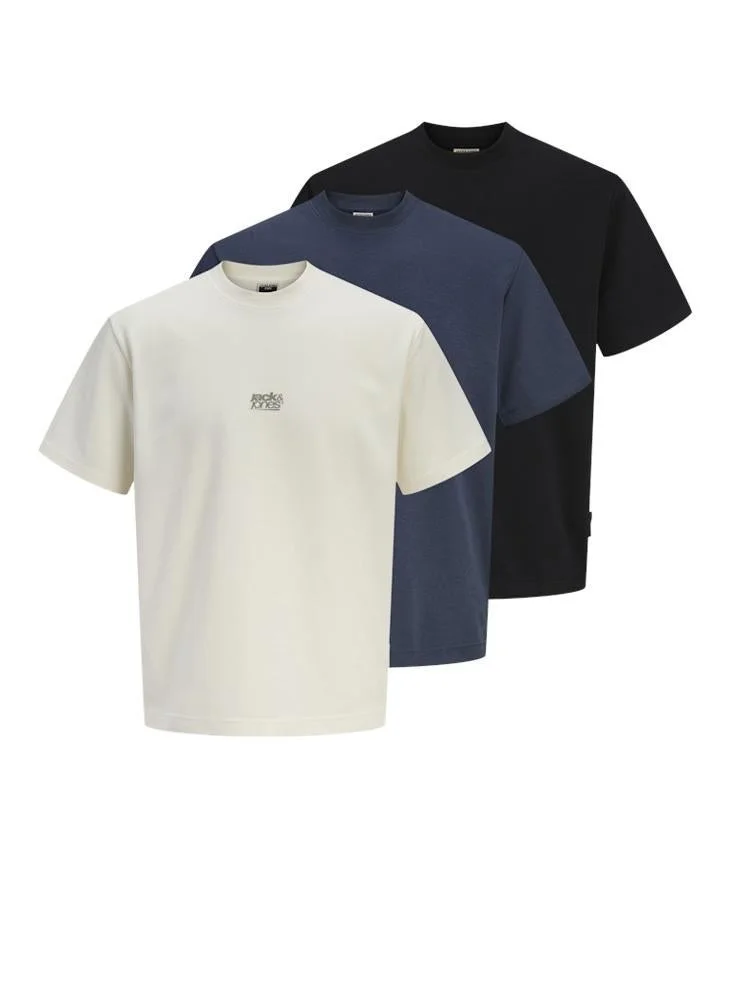 JACK & JONES 3 Pack Of Printed Crew Neck T-Shirt