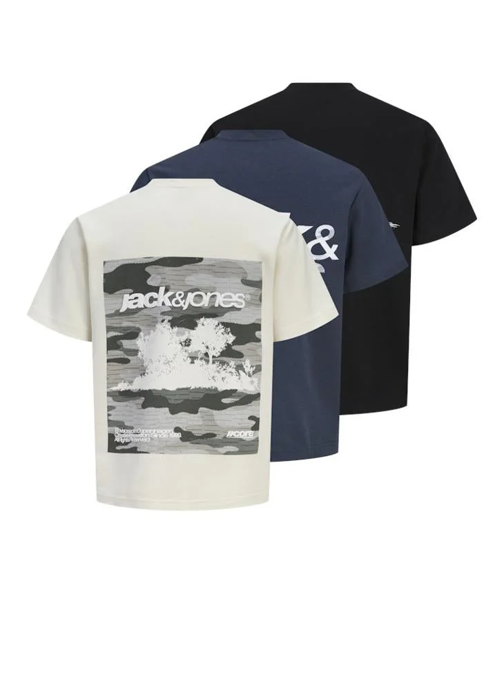 JACK & JONES 3 Pack Of Printed Crew Neck T-Shirt