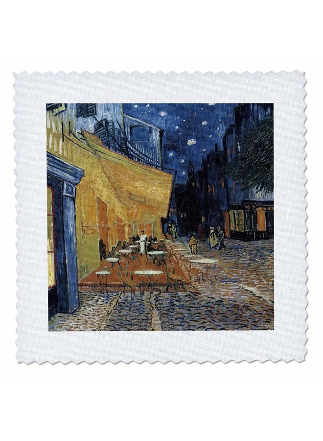 3DROSE qs_149687_1 Terrace of a Cafe at Night by Vincent Van Gogh Quilt Square, 10 by 10" - Image 2
