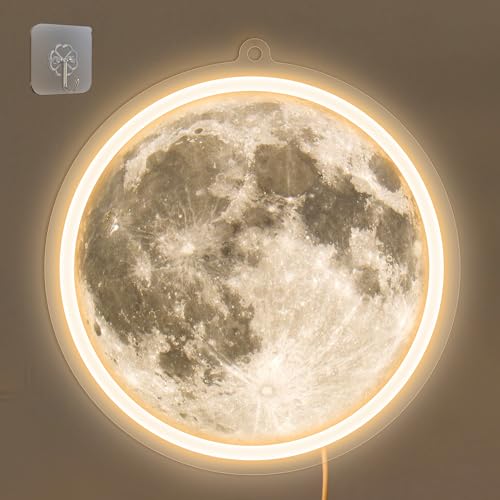 Anywin Moon Neon Signs for Wall Decor, Dimmable Neon Sign Moons Led Signs Moon Art Neon Lights for Living Room, Bedroom Gaming Room, Hotel Decor, Cool Birthday Gifts for Friends, Partner - Image 1