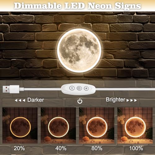 Anywin Moon Neon Signs for Wall Decor, Dimmable Neon Sign Moons Led Signs Moon Art Neon Lights for Living Room, Bedroom Gaming Room, Hotel Decor, Cool Birthday Gifts for Friends, Partner - Image 5