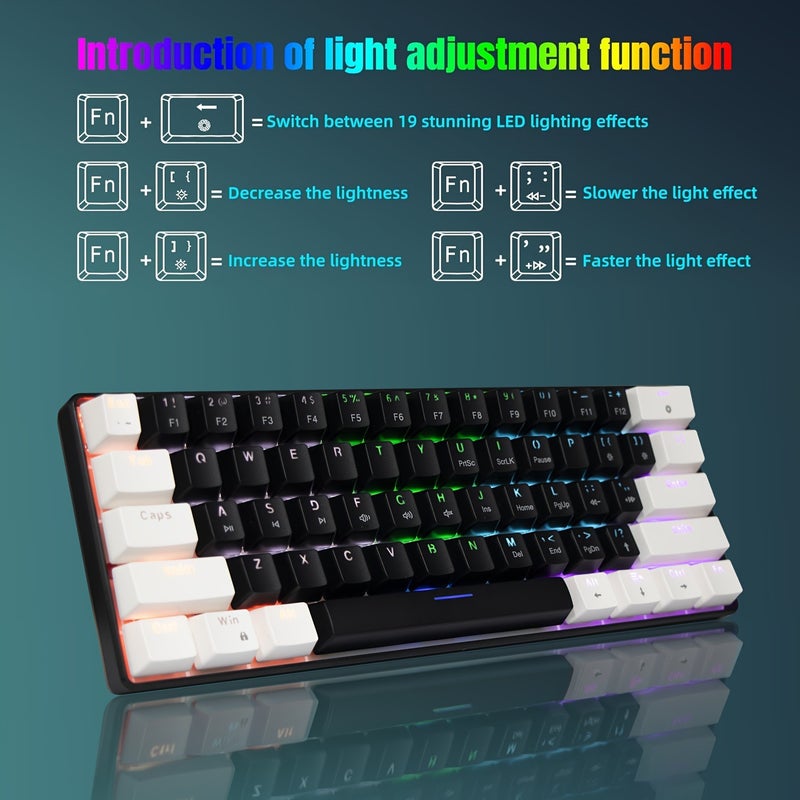 Mechanical keyboard 61 keys RGB gaming keyboard for business office portable compact wired keyboard mini gaming mechanical keyboard - Image 3