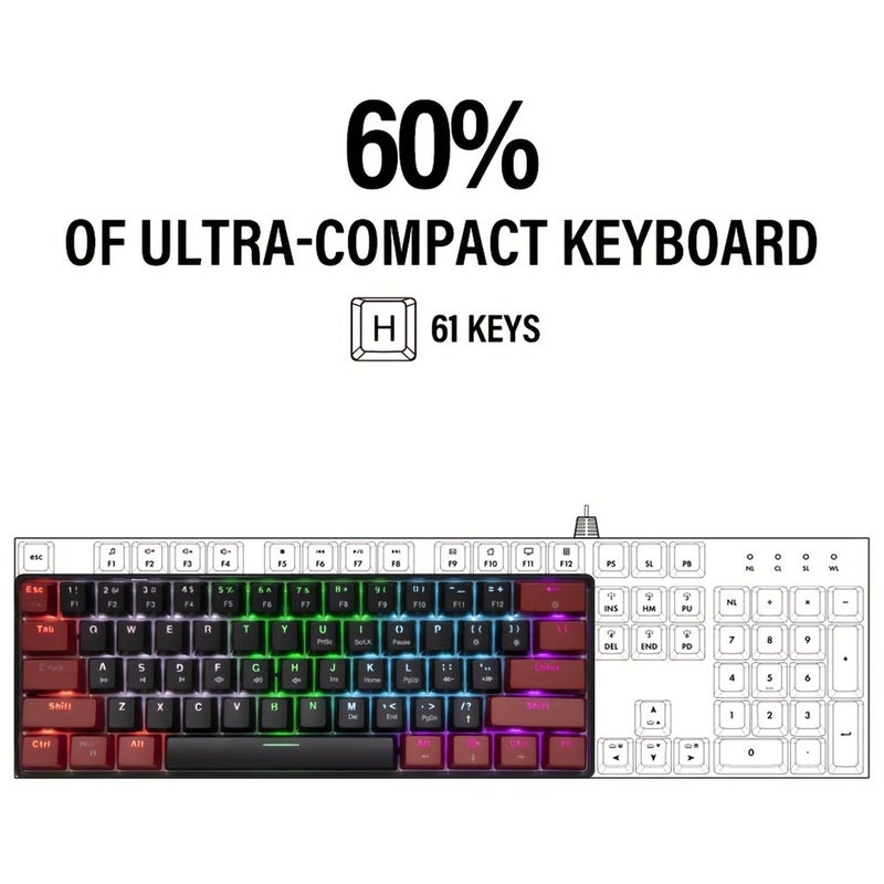 Mechanical keyboard 61 keys RGB gaming keyboard for business office portable compact wired keyboard mini gaming mechanical keyboard - Image 5