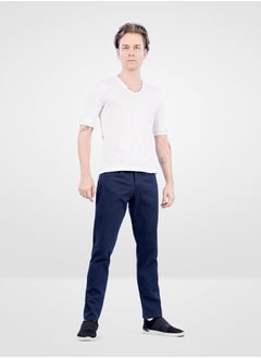 Web Denim Web Denim Navy Mid Waist Regular Fit Straight Stretchable Jeans Fashionable Relaxed Fit Comfortable Denim Pant For Men  - Image 1