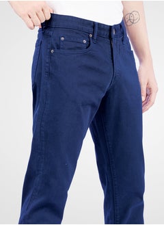 Web Denim Web Denim Navy Mid Waist Regular Fit Straight Stretchable Jeans Fashionable Relaxed Fit Comfortable Denim Pant For Men  - Image 4
