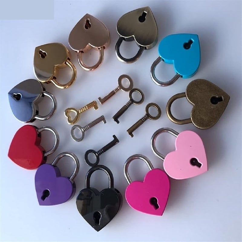 Vintage Heart Shape Padlock With Key For Travel Wedding Jewelry Box Purple - Image 5
