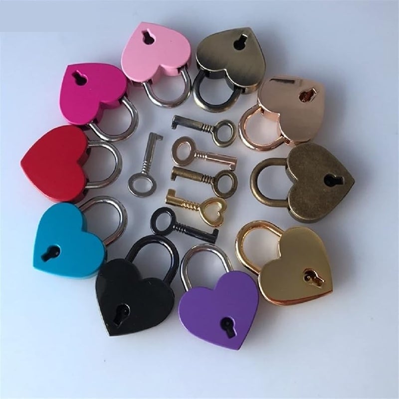 Vintage Heart Shape Padlock With Key For Travel Wedding Jewelry Box Purple - Image 4