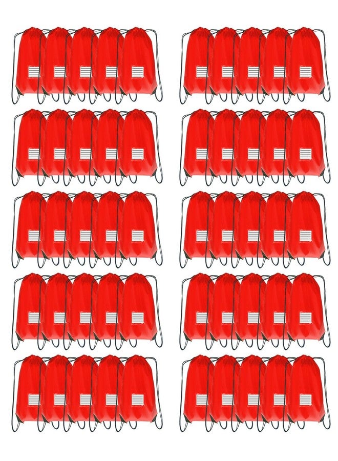 JohahaTim Drawstring Backpack Bulk 50 Packs Draw String Bags for Gym Sports Trip Pedestrianism Cinch Sack DIY for Women Men with Memo Card(red) - Image 1