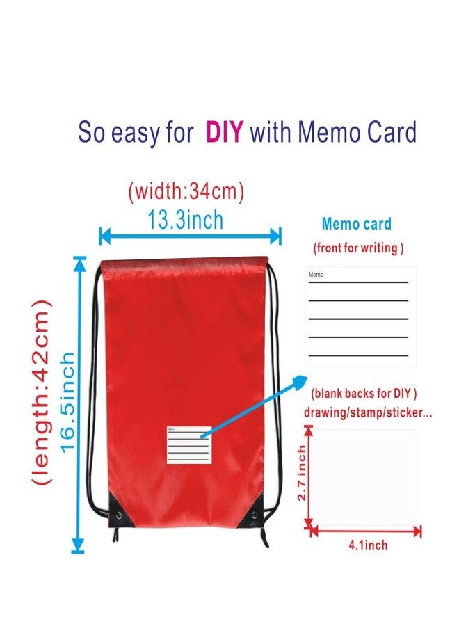 JohahaTim Drawstring Backpack Bulk 50 Packs Draw String Bags for Gym Sports Trip Pedestrianism Cinch Sack DIY for Women Men with Memo Card(red) - Image 2