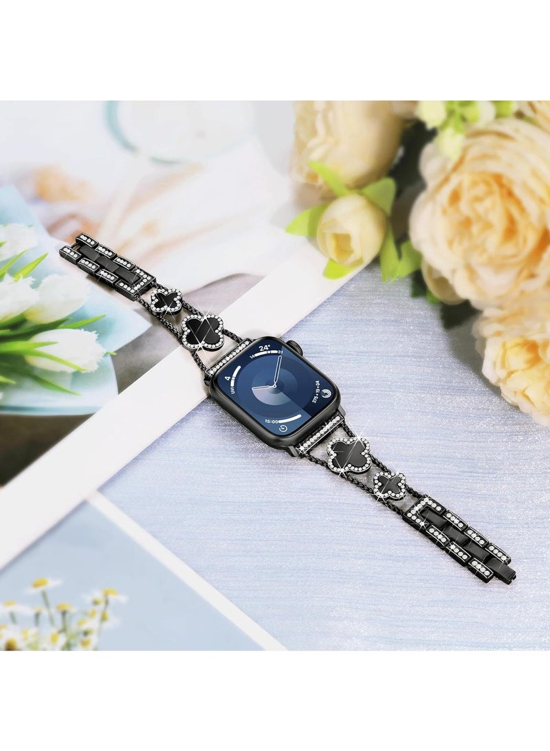 Y&D For Apple Watch 42/44/45MM Fashion Diamond Clover Metal Strap  - Image 5