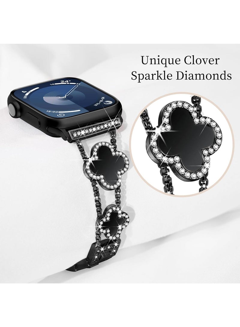 Y&D For Apple Watch 42/44/45MM Fashion Diamond Clover Metal Strap  - Image 2