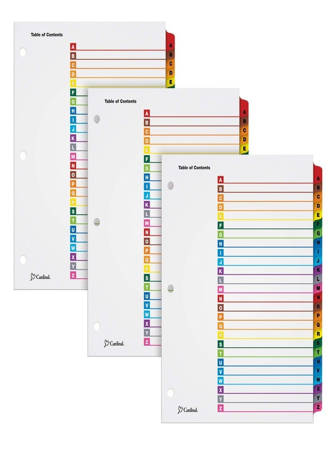 Cardinal Binder Dividers, A-Z Tabs, 3 Pack, Customizable Table of Contents Page, Reversible Multicolor Tabs, 3-Hole Punched for Binders - Image 1