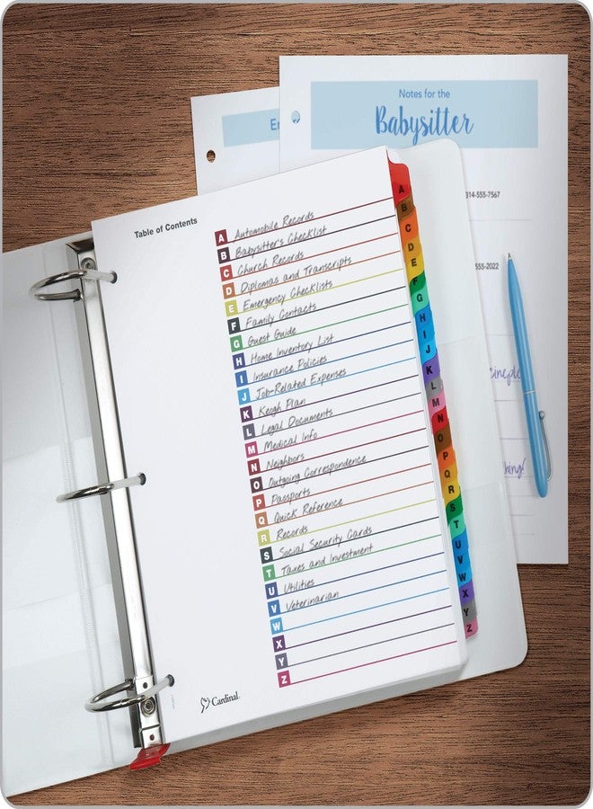 Cardinal Binder Dividers, A-Z Tabs, 3 Pack, Customizable Table of Contents Page, Reversible Multicolor Tabs, 3-Hole Punched for Binders - Image 4