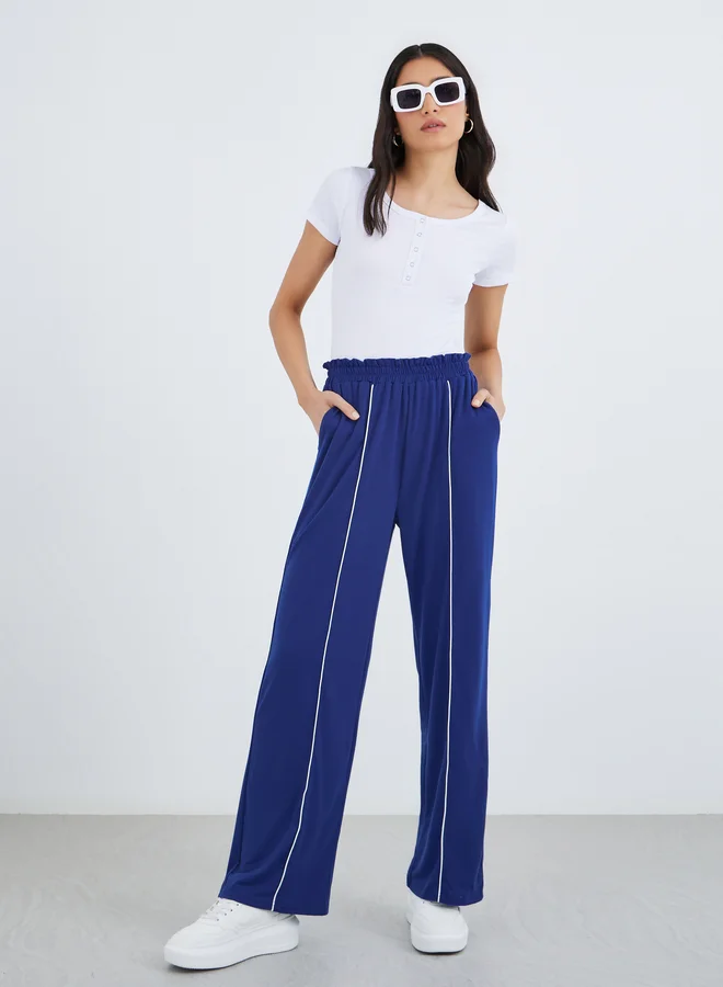تايك تو Take Two Piping Detail Pants with Elastic Waistband