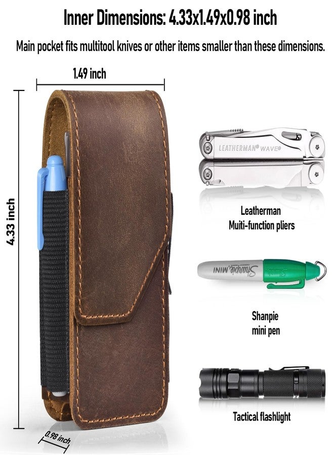 SOGCASE Genuine Leather Multitool Sheath Replacement for Leatherman - Premium EDC Belt Organizer Pouch with Magnetic Closure for Folding Tools, Darkbrown - Image 2
