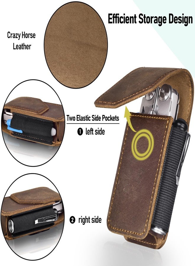 SOGCASE Genuine Leather Multitool Sheath Replacement for Leatherman - Premium EDC Belt Organizer Pouch with Magnetic Closure for Folding Tools, Darkbrown - Image 5
