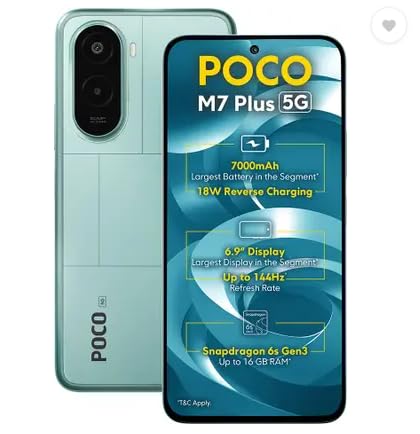 POCO M7 Plus 5G, Aqua Blue (4GB, 128GB) - Image 1