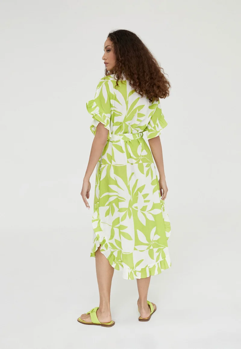 لولا كساديمونت Floral Ruffle Midi Dress