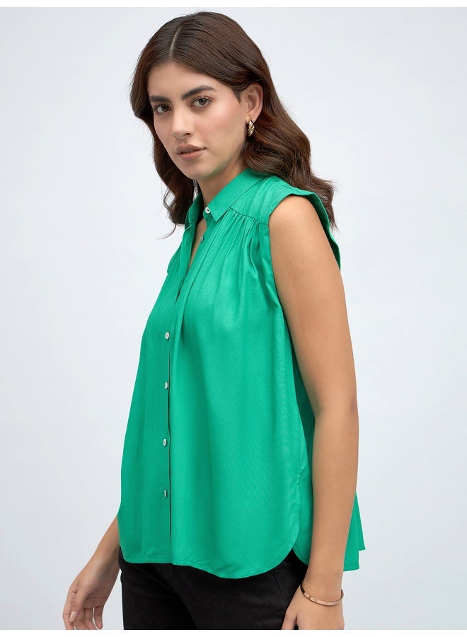Dennis Lingo Green Shirt for Women - Modal Fabric, Regular Fit - Image 5