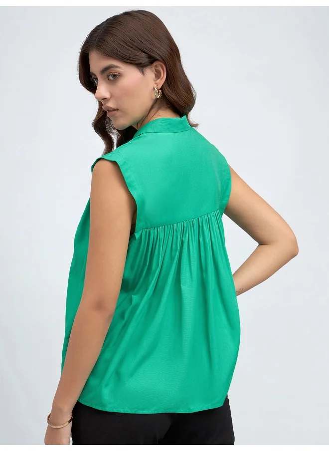 دينيس لينغو Green Shirt for Women - Modal Fabric, Regular Fit