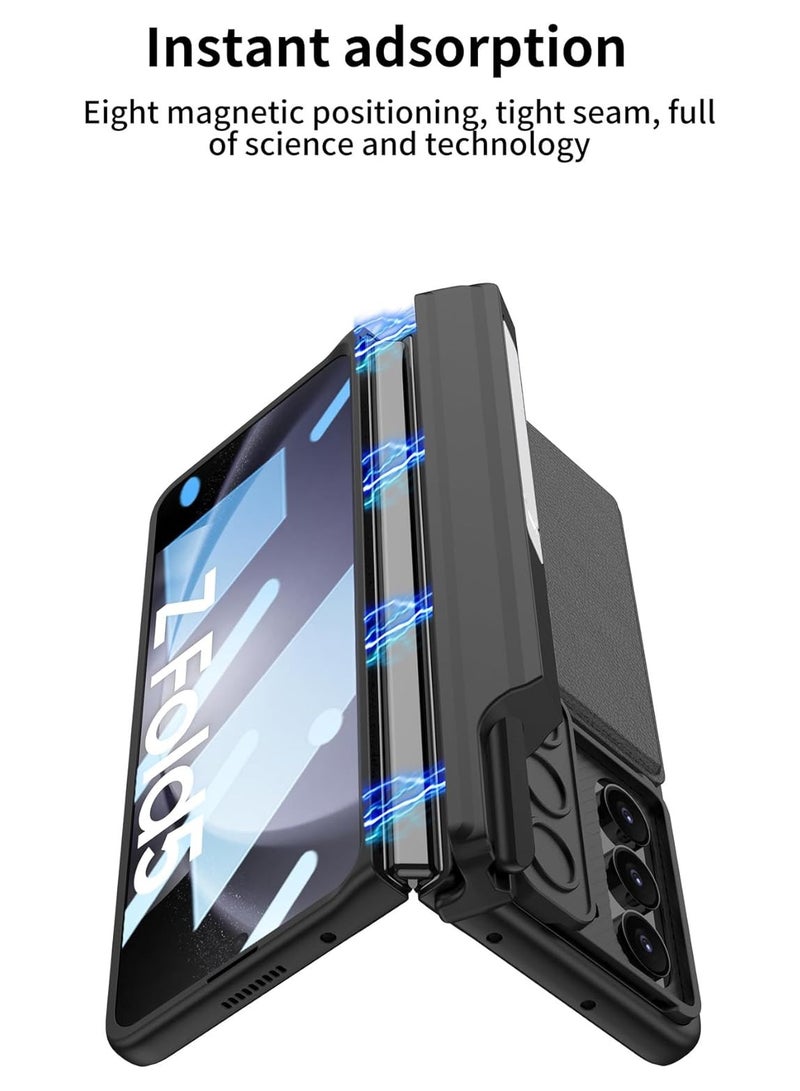 general Case Compatible with Samsung Z Fold 5 Folding Phone Case, Fashion Push Window Card Holder, Insert Card, Pen Holder, Holder Protective Case【Pen Not Included】  - Image 4