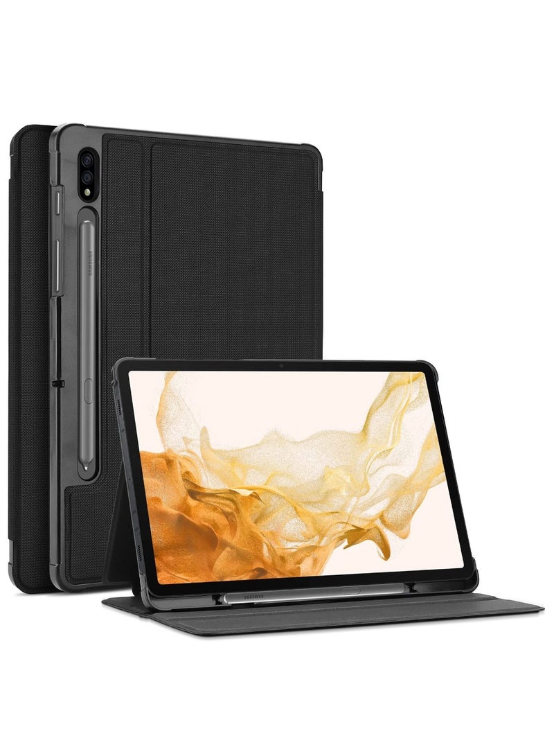 Procases Case For Galaxy Tab S7 Fe 5G 2021 S8 Plus 2022 S7 Plus 2020 12.4 Inch With S Pen Holder Smart Cover For 12.4 Inch Samsung Galaxy Tablet Sm X800 X806 T730 T736 T970 T975 T976 T978 Black - Image 1