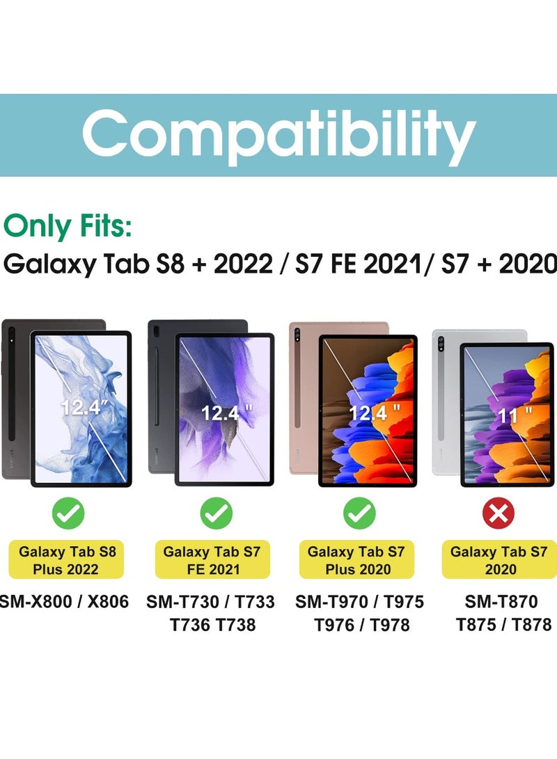 Procases Case For Galaxy Tab S7 Fe 5G 2021 S8 Plus 2022 S7 Plus 2020 12.4 Inch With S Pen Holder Smart Cover For 12.4 Inch Samsung Galaxy Tablet Sm X800 X806 T730 T736 T970 T975 T976 T978 Black - Image 2