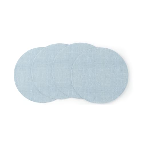 NATUS WEAVER 4 Piece Round Placemat 15 Inch Soft Linen eco-Friendly Fabric Handcrafted Machine Washable Indoor & Outdoor Tablemat Light Blue - Image 2