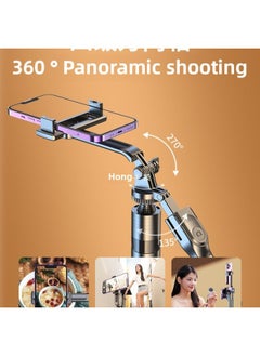 General 2024 Selfie Stick Tripod Mobile Phone Universal Selfie Artifact 360 Degree Rotating Multi-function Anti-shake Handheld-Color:1.7m 【double Beauty Lamp Model】 Comes With Universal Remote Control  - Image 2