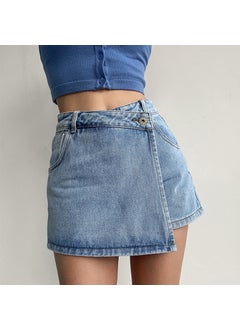 Summer High-Waist A-Line Denim Mini Skirt Blue