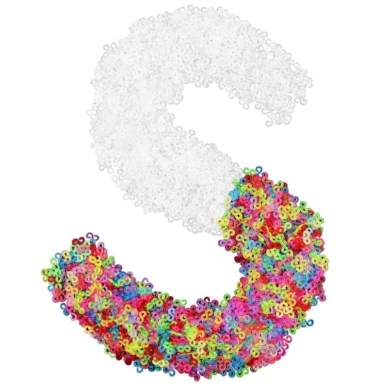 2000 PCS S Clips Rubber Band Clips lyfLux Connectors Rubber Bracelet Making DIY Handicrafts Exquisite Gadgets Transparent and Color