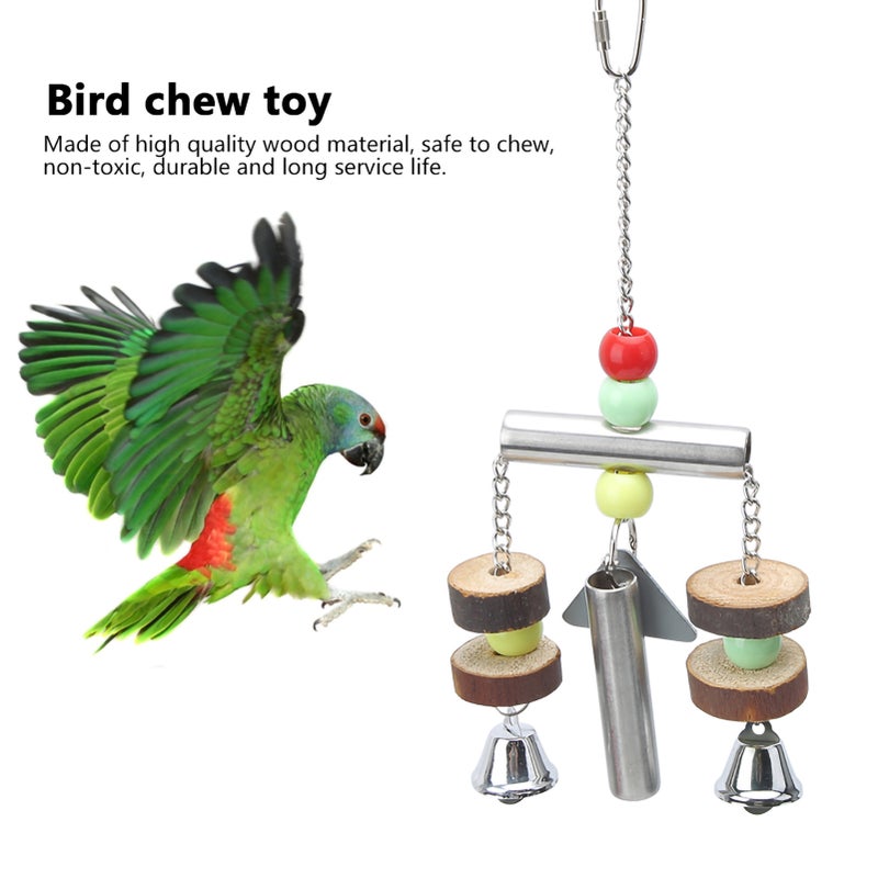 Pet Bird Squirrel Chewing Biting Hanging Standing Frame Stainless Steel Bell Cage Toys for Medium Large Parrots - Image 4