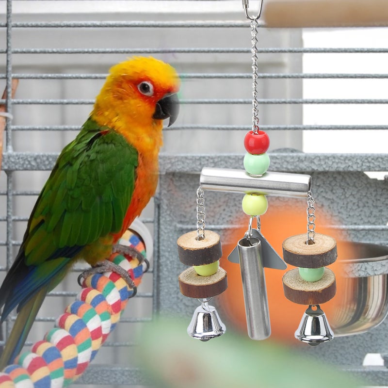 Pet Bird Squirrel Chewing Biting Hanging Standing Frame Stainless Steel Bell Cage Toys for Medium Large Parrots - Image 5