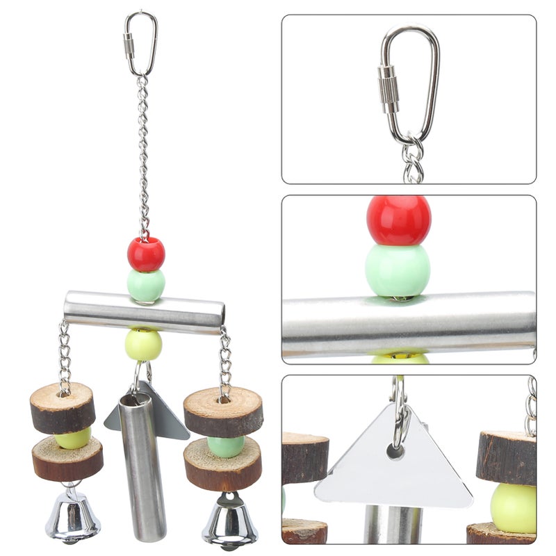 Pet Bird Squirrel Chewing Biting Hanging Standing Frame Stainless Steel Bell Cage Toys for Medium Large Parrots - Image 3