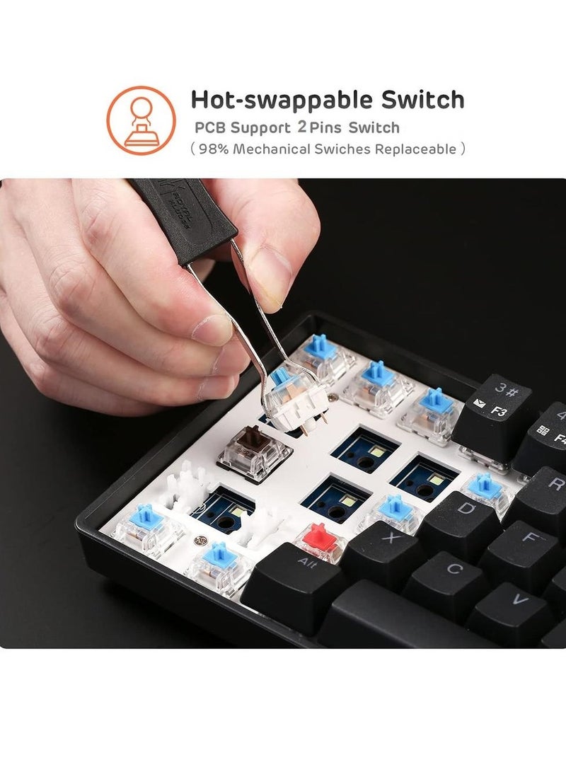 AK61 60% Gaming Keyboard – Hot Swap Blue Switch Mechanical – RGB Luminous – Type-C (detachable) Wired Keyboard – 61 English Layout Key | Black  - Image 2