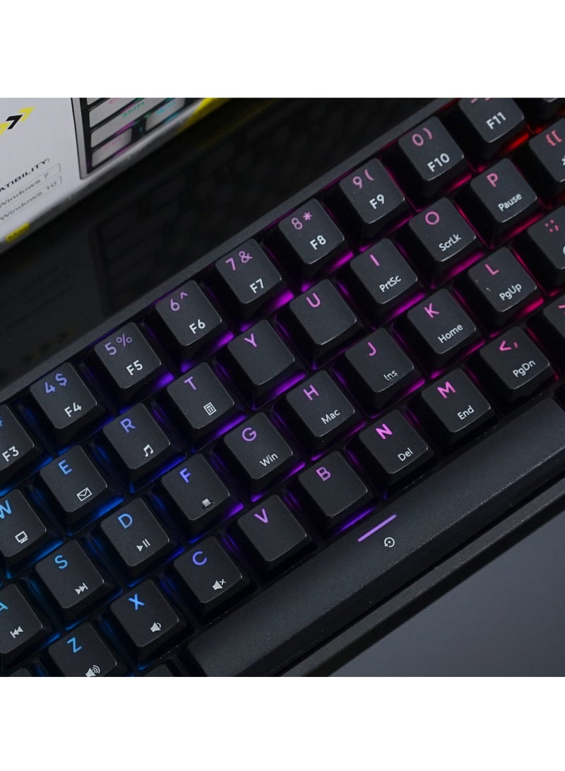 AK61 60% Gaming Keyboard – Hot Swap Blue Switch Mechanical – RGB Luminous – Type-C (detachable) Wired Keyboard – 61 English Layout Key | Black  - Image 5