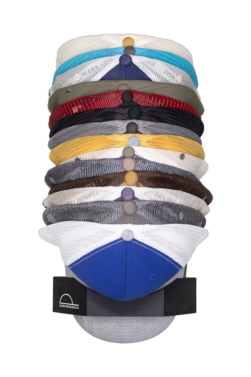 Dome Dock The Original USA-Made Hat Rack and Compact Hat Organizer for Wall Installation, 20 Hat Capacity, Black - Image 1