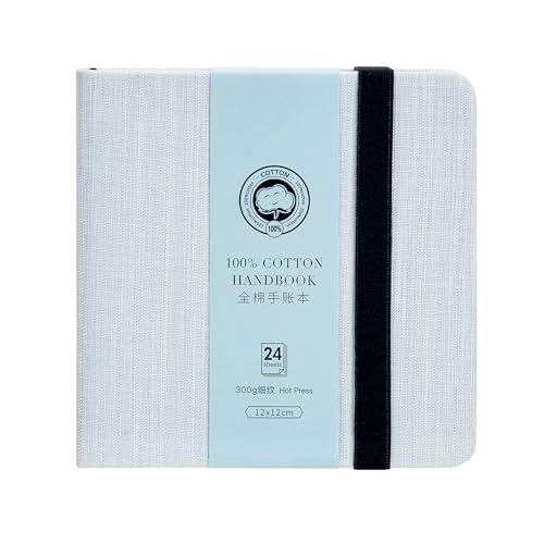 Lightwish Square Watercolor Journal,100% Cotton,300gsm/140lb,Acid-Free,24 Sheets Hot Press Watecolor Paper Sketchbook for Artists Adults Students,4.7 * 4.7 Inches - Image 1