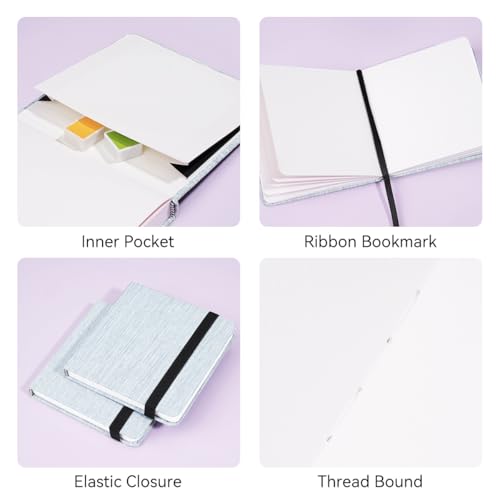 Lightwish Square Watercolor Journal,100% Cotton,300gsm/140lb,Acid-Free,24 Sheets Hot Press Watecolor Paper Sketchbook for Artists Adults Students,4.7 * 4.7 Inches - Image 4