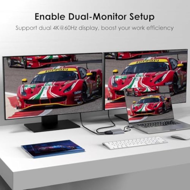Displayport to Dual HDMI Adapter 4K60Hz for PC Laptop Graphics Card DP 1.2 to 2 HD-MI 2.0 Monitors Extension Display Displayport to HDMI Splitter 1 In 2 Out Hub MST Extend Mode for Windows Only - Image 2