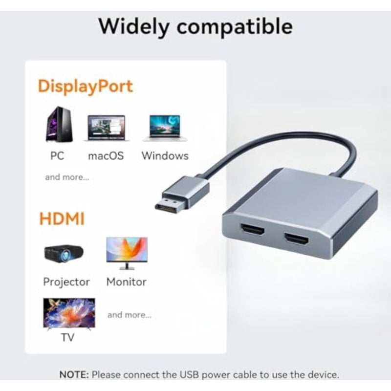 Displayport to Dual HDMI Adapter 4K60Hz for PC Laptop Graphics Card DP 1.2 to 2 HD-MI 2.0 Monitors Extension Display Displayport to HDMI Splitter 1 In 2 Out Hub MST Extend Mode for Windows Only - Image 5