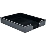 Dacasso Black Bonded Leather Letter Tray - Image 1