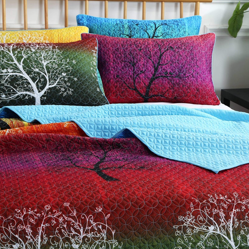 Swanson Beddings Rainbow Tree 5 Piece Bedspread Coverlet Quilt Set: Quilt and 4 Pillow Shams (King) - Image 2