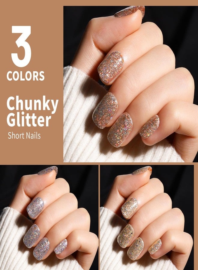 Teenitor Short Press on Nails,288PCS Glitter Square Press on Nails, Fake Nails, Short False Nails, Finger Nails - Image 3