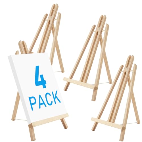 Falling in Art 16 Inch Wood Easel Stand Tabletop Display Stand AFrame Artist Easel for Painting Canvas Portable Photo Picture and Sign Holder 4 Pack