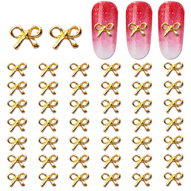 WOKOTO WOKOTO 100Pcs Bows 3D Nail Charms for Nails Gold Nail Charms for Nail Art 3D Nail Studs Nail Accessories for Nail Art Bowties Nail 3D Charms Nail Jewelry for Acrylic Nails Decorations Designs