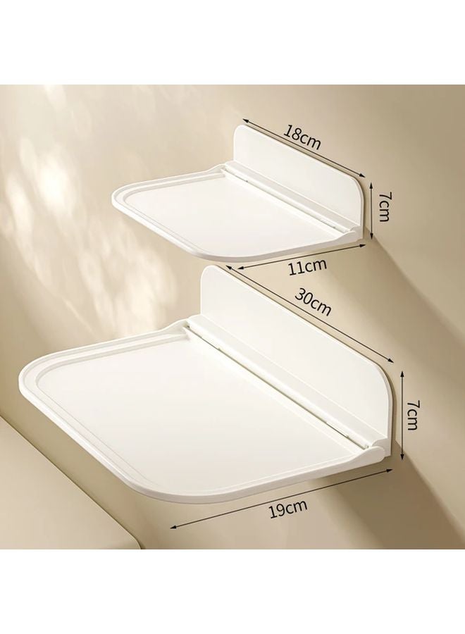 2pcs White Wall Mounted Folding Rack Large And Small Space Saver Storage Shelves - Image 4