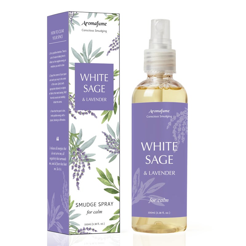 Aromafume White Sage Lavender Smudge Spray by Aromafume 100ml33 oz Sage Spray for Cleansing Negative Energy Protection NonToxic Room Spray for Spiritual Cleansing Smokeless Sage Smudging - Image 2