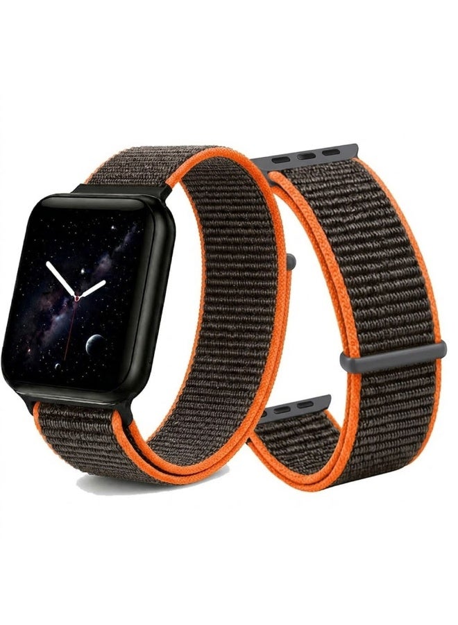 MARGOUN Breathable Nylon Sport Loop Band Compatible with Apple Watch 44mm 45mm 46mm 49mm for Women Men, iWatch Wrist Straps for Ultra 3 2, Se, Series 11 10 9 8 7 - Grey Orange - Image 2